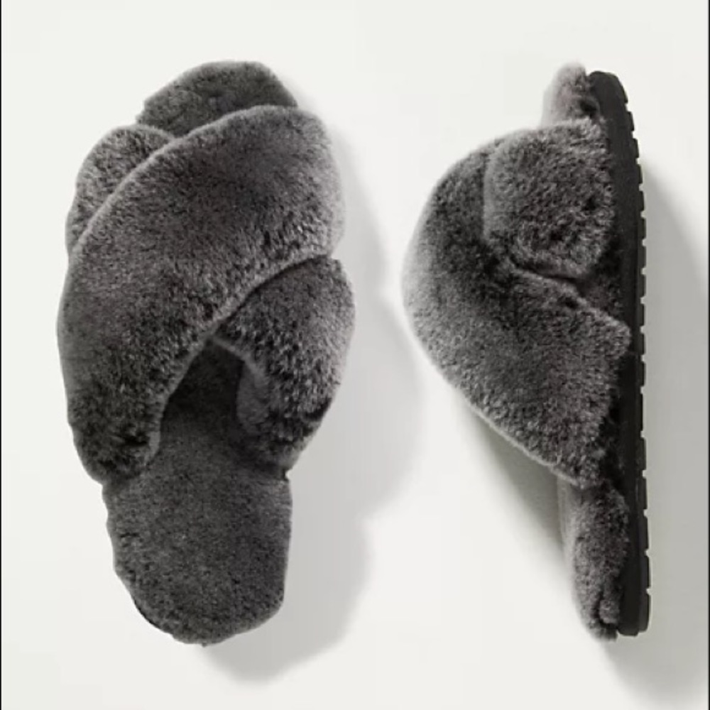 NIB EMU Australia Mayberry Shearling Black Slippers US 8 EU 39 NEW